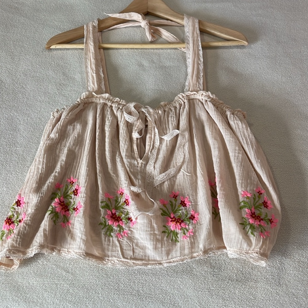 Free People Golden Hour Floral Tank Halter Sz S